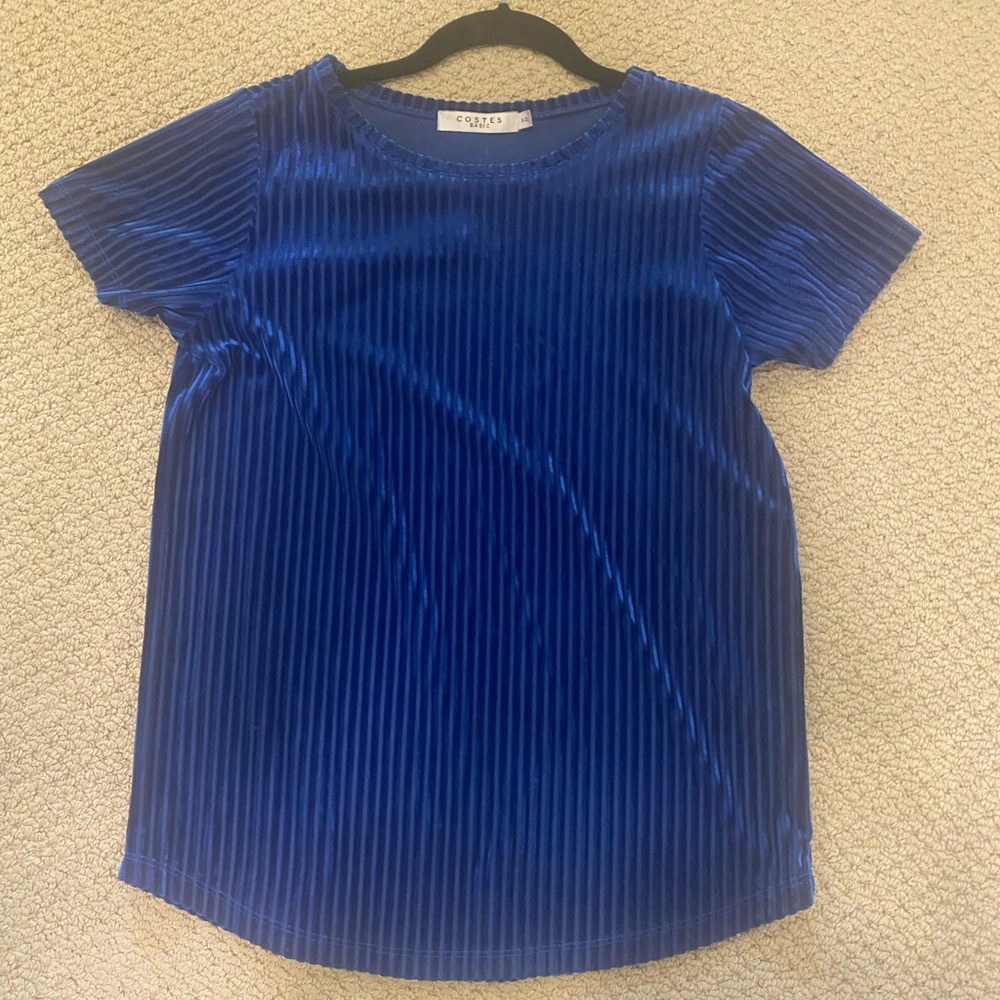 Costes Blue Velvet Top striped size XS